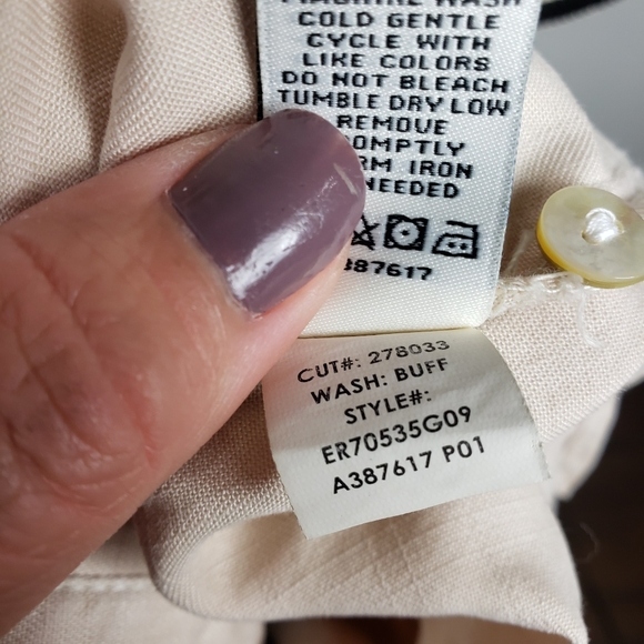 Serra Retreat by Joie Rucker Malibu Bluffs Buff Button Down Elastic Cuff Shirt S - Picture 15 of 16